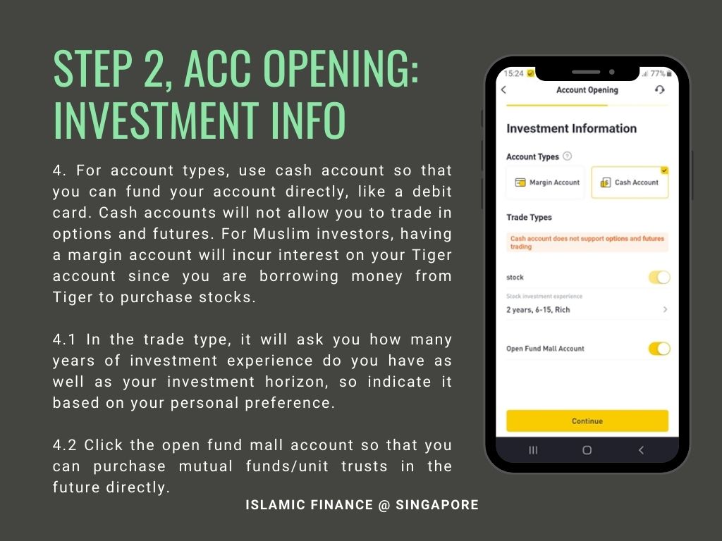 Step 2 Account Opening, Investment info