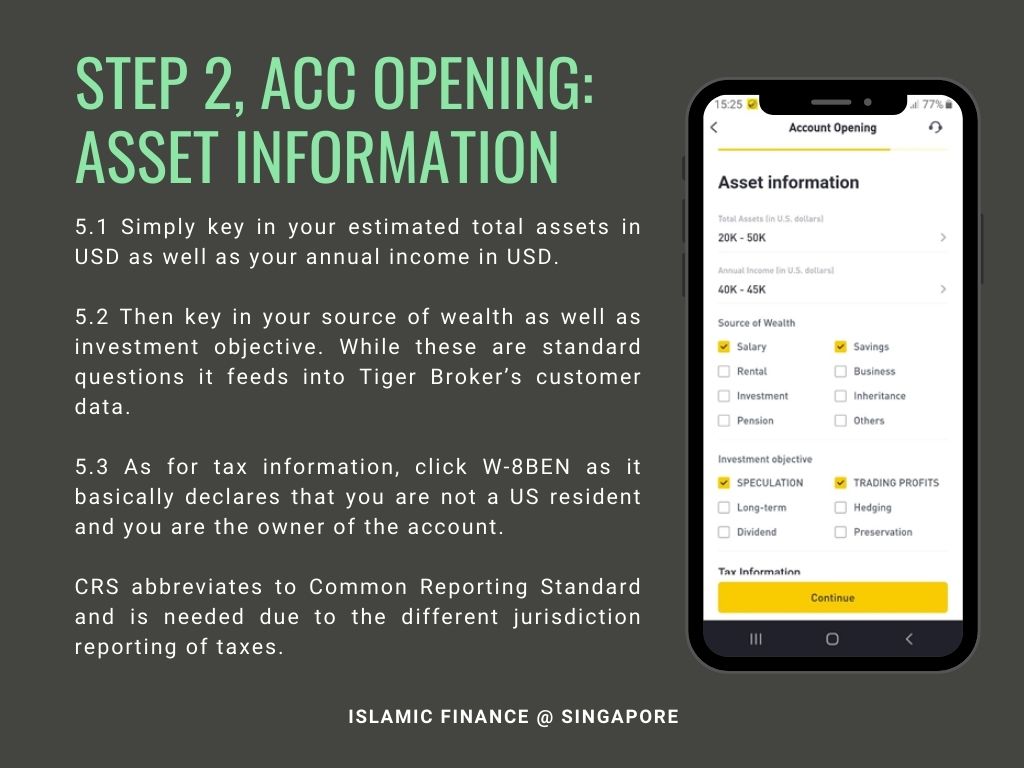 Step 2, Account opening, Asset Information