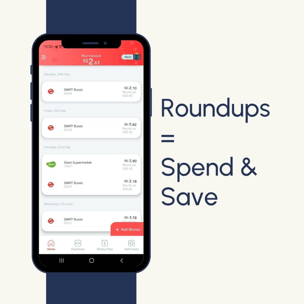 Hugosave Roundups, spend and save